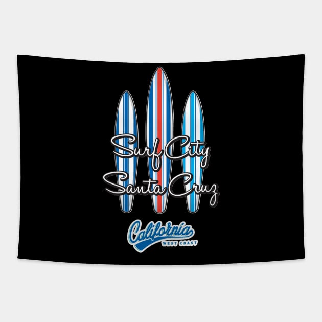 Santa Cruz California CA Surf City Surf Boards Tapestry by PauHanaDesign