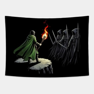 A Guardian Confronts the Shadows - Fantasy Tapestry