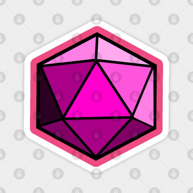 D20 Polyhedral Dice - Pink Magnet by Crew