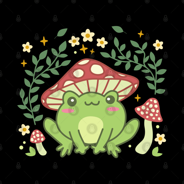 Cottagecore Aesthetic Frog Mushroom Hat Cute Vintage Kawaii by DetourShirts