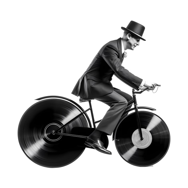 Music Man on a vinyl records bike by Acid_rain