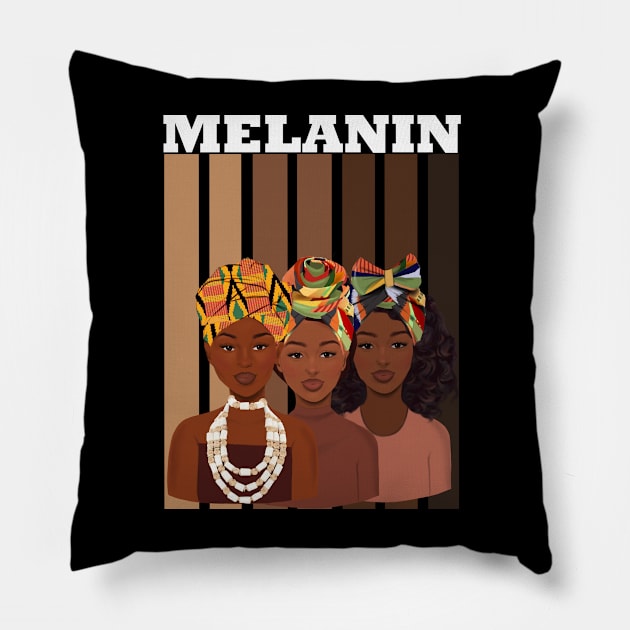 Melanin Afro Queens Black Pride Pillow by Merchweaver