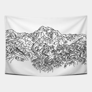 Denali Line Drawing Tapestry