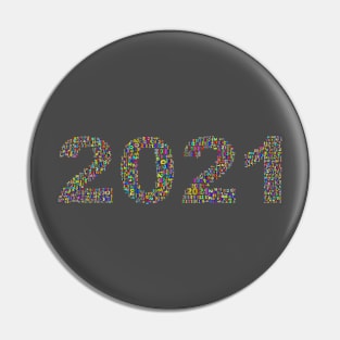 Year 2021 in multiple colours 2 Pin