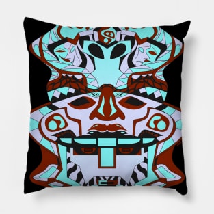 alien olmec head ecopop Pillow