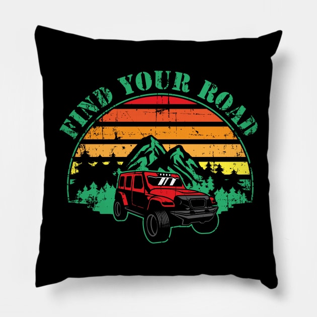 Find Your Road Unisex Retro Pillow by MimimaStore