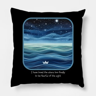 Tranquil Voyage: A Night Seascape Pillow
