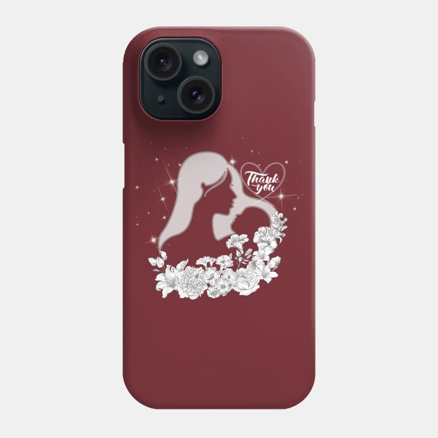Thank you sweet mother with white flowers. Phone Case by Nano-none