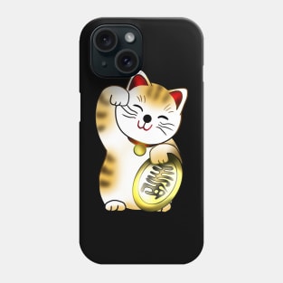 Calico maneki lucky cat with coin Phone Case