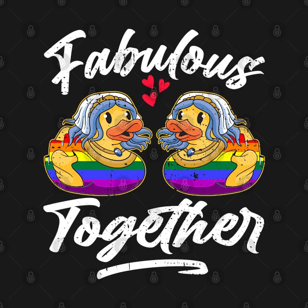 Retro Gay Pride Flag LGBTQ Funny Ducks Gay Bride Wedding by BonnaVida