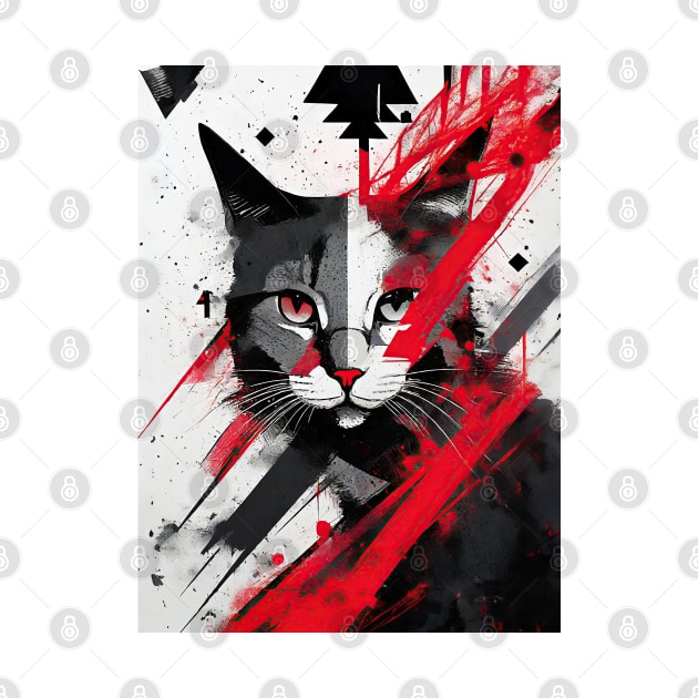 Cat Portrait: Baron Meow's Crimson Streak by KittyKanvas Creations