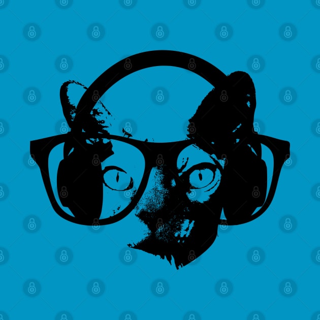 cat with glasses and headphone funny by SpaceWiz95