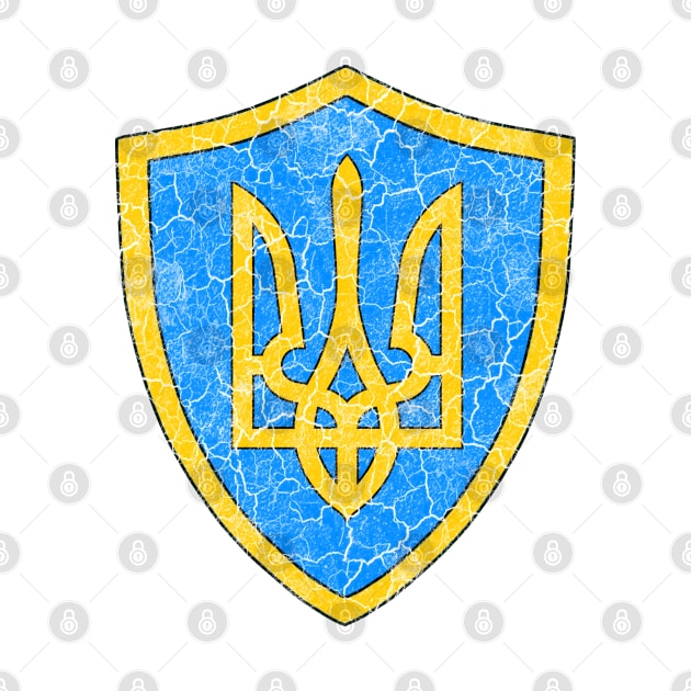 Coat of Arms Ukraine, Ukrainian Flag, Distressed, Retro, Vintage by Vladimir Zevenckih