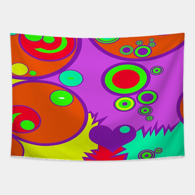 CRAZY TOWN GROOVY COLORFUL RETRO DESIGN Tapestry by colorsandpatterns