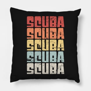 Retro 70s SCUBA Diving Text Pillow