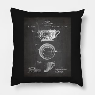 Tea Cup Patent - Tea Coffee Lover Home Kitchen Décor Art - Black Chalkboard Pillow