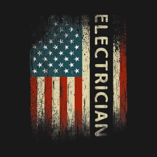 Patriotic Electrician Gifts American USA Flag Funny Lineman T-Shirt