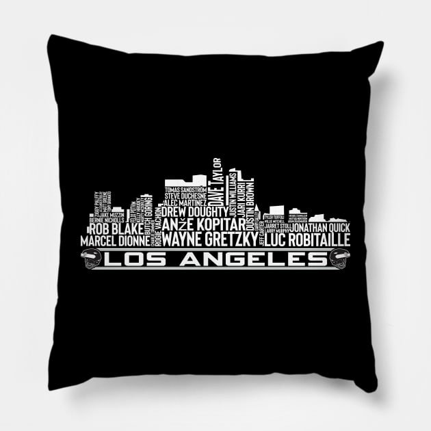 Los Angeles Hockey Team All Time Legends, Los Angeles City Skyline Pillow by Legend Skyline