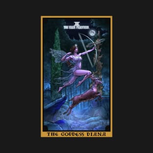 The Goddess Diana The High Priestess Tarot Card T-Shirt