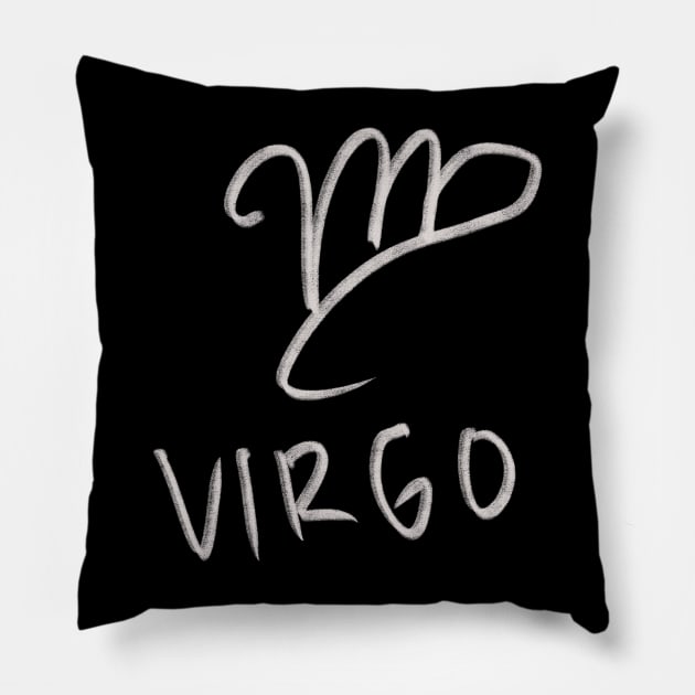 Hand Drawn Virgo Zodiac Signs Pillow by Saestu Mbathi