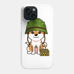 Funny orange dog is a soldier Phone Case