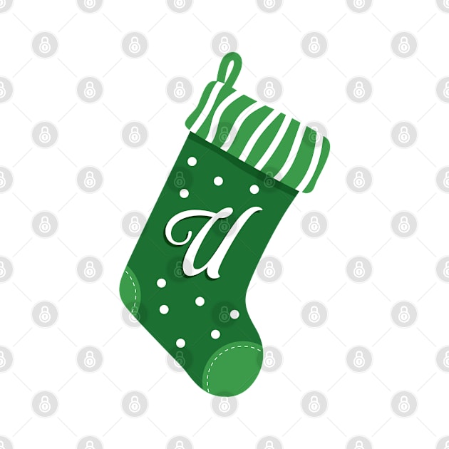 Christmas Stocking with the Letter U by VicEllisArt