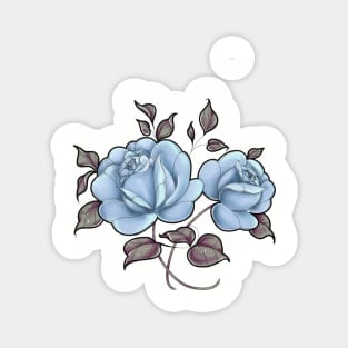 Vintage pale blue rose floral print Magnet