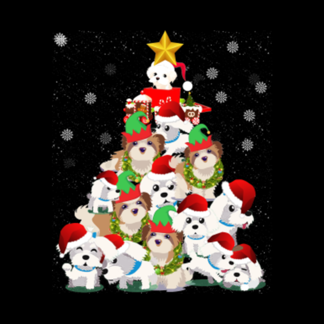 Maltese Christmas Tree T Shirt Xmas Gift For Maltese Dog Dog Love