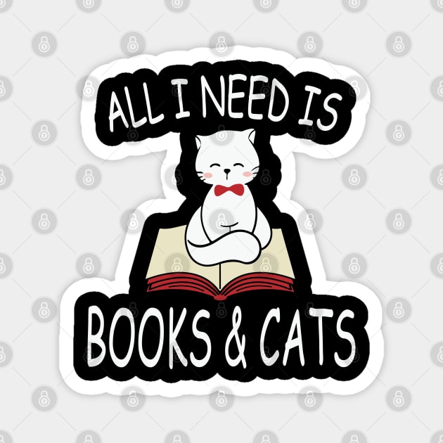 All I Need Is Books And Cats Bookworm Cat Magnet by trendybestgift