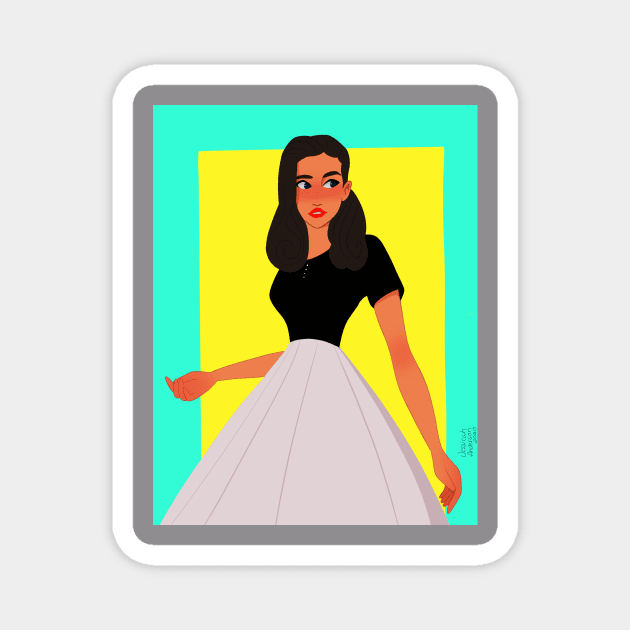 Retro girl Magnet by JessySketchy