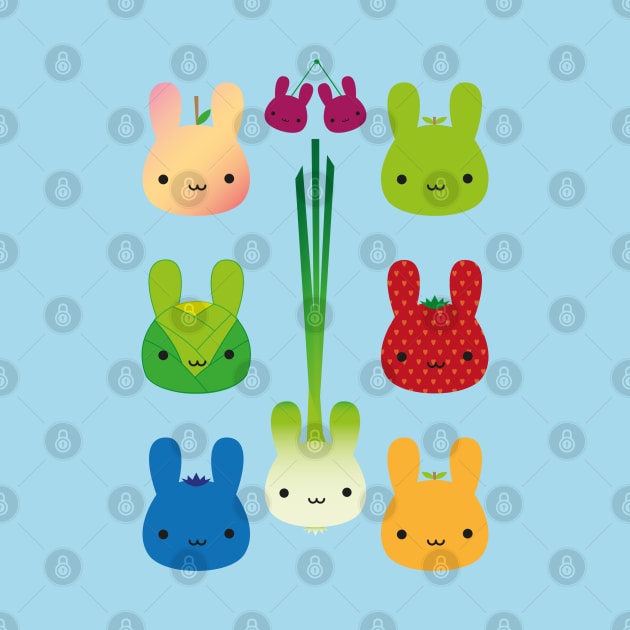 Kawaii Bunny Fruit & Vegetables by marcelinesmith