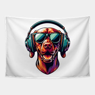 Vizsla Smiling DJ in Bold Japanese Artwork Style Tapestry