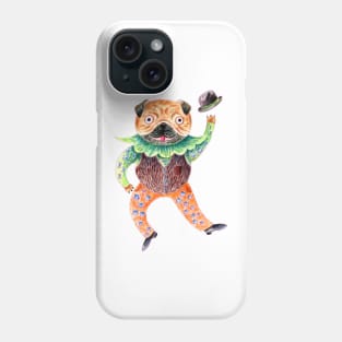 Pug in a hat. Dancing pug in a suit. funny dog Phone Case