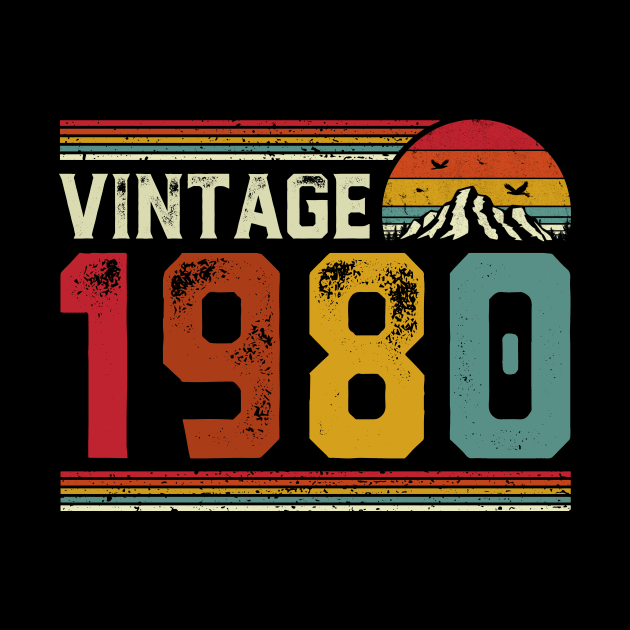 Vintage 1980 Birthday Gift Retro Style by Foatui