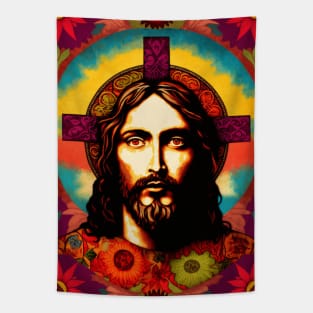 Jesus Christ Psychedelic Pop Art Tapestry