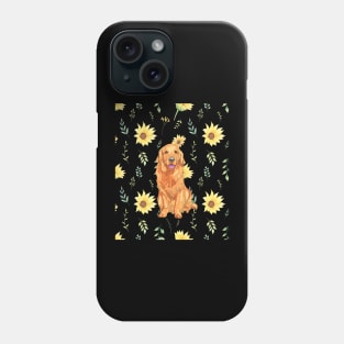 Golden retriever with sunflowers Phone Case