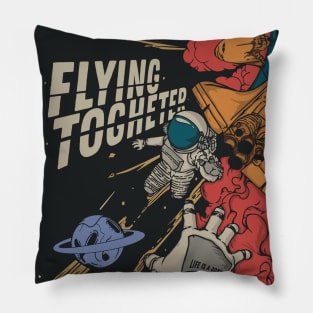 Astronaut Flying Together Pillow