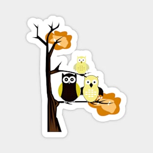 Yellow Owls Magnet