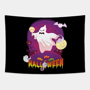 Halloween Ghost Pastel Candy Cute and Funny Spooky Costume Tapestry