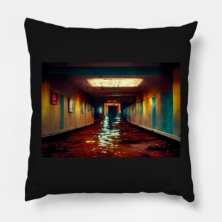 Scary Hotel Hallway Flooded With Water /  Art Styles Different Pillow