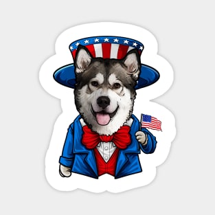 Fourth of July Alaskan Malamute Magnet