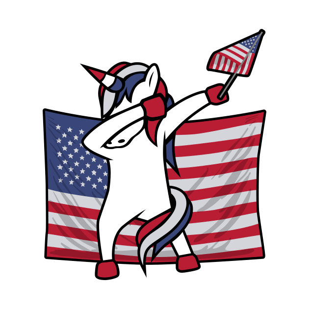 Dab For Freedom Unicorn American Flag by teevisionshop