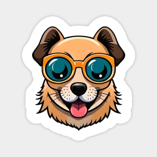 Cute brown dog with glasses Magnet