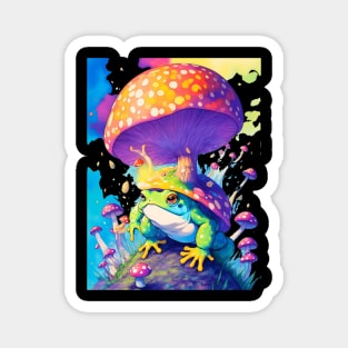 Mushroom land colorful toad lots of pretty colors soft color palette vintage tone Magnet