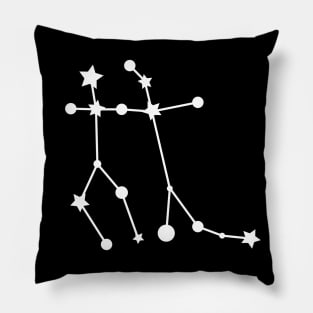 Gemini Zodiac Constellation in White Pillow