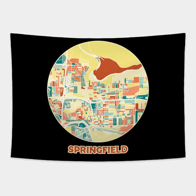 Springfield Oregon map in mozaique colors Tapestry by SerenityByAlex