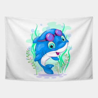 Cute cartoon dolphin Tapestry