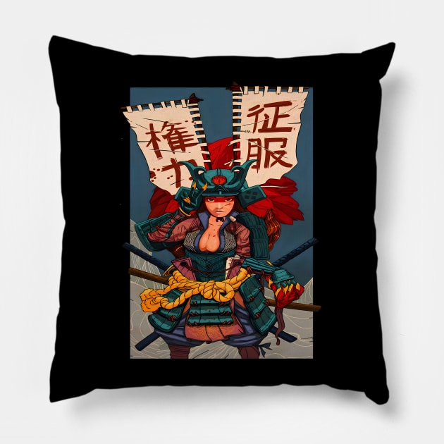 Samurai Chillhop Pillow by Alice Chevalier