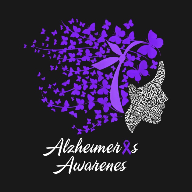 Alzheimer's Awareness Alzheimers Purple Butterflies by New Hights