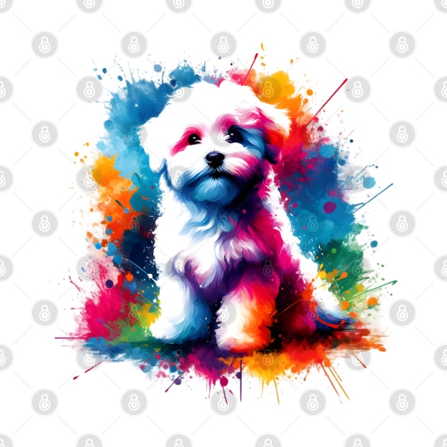 Charming Bolognese Dog in Colorful Splash Art Style by ArtRUs